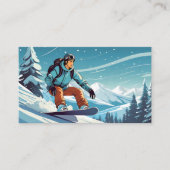 山の上の男性のスノーボーダー 名刺 (正面)