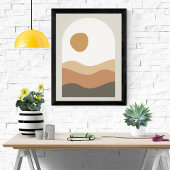 山の上の穏やかな夕日 フォトプリント           