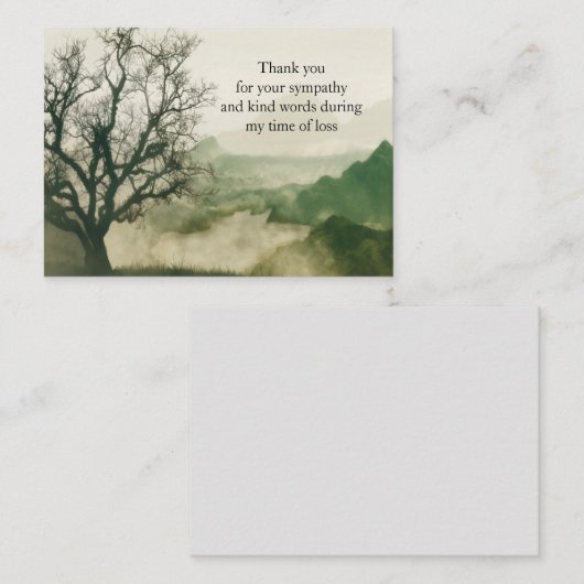 山の上の霧と木のサンキューカード ノートカード (正面/裏面)