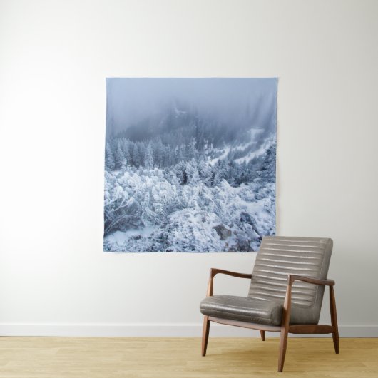 山の上の静かな霧の深い冬の日 タペストリー (インサイチュ)