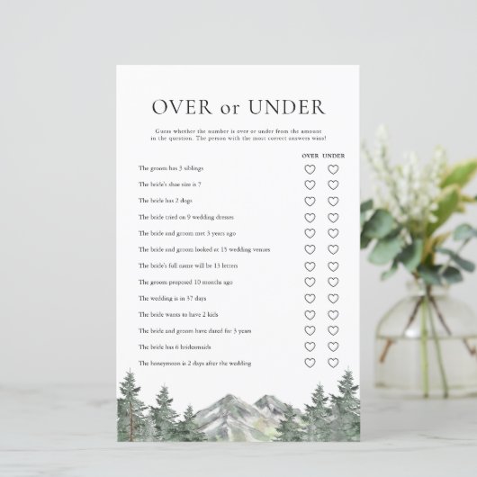 山の上または下のブライダルシャワーゲーム (スタンド正面)