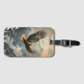 山の上飛んでいるに禿げ絵画た鷲 ラゲッジタグ (正面横)