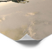 山の上飛んでいるの緑の竜 ポスター (角)