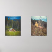 山の下の孤独な森のキャビン (正面)