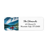 山の中でカップルのカヤック ラベル (正面)