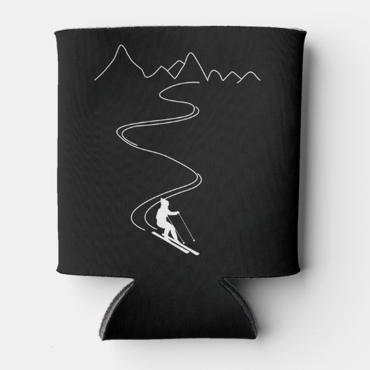 山の中でスキーをするスノースキーミニマリスト 缶クーラー (正面)