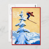 山の中でスキージャンプ ポストカード (正面/裏面)