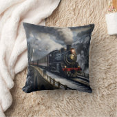 山の中で列車 クッション (ブランケット)