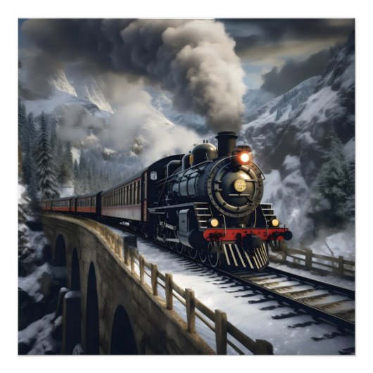 山の中で列車 フォトプリント            (正面)