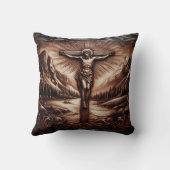 山の中で十字架に威厳のあるなる クッション (裏面)