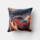 山の中で夕日に走る熱い棒 クッション (裏面)