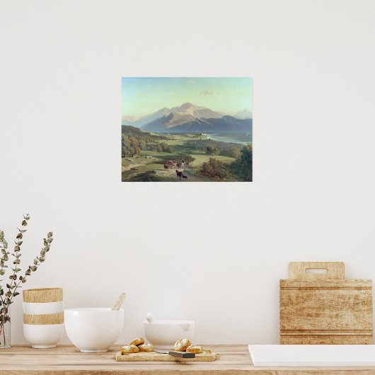 山の中で牛と一緒に馬でドローバー ポスター (キッチン)