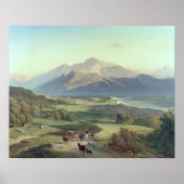 山の中で牛と一緒に馬でドローバー ポスター (正面)