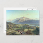 山の中で牛と一緒に馬でドローバー ポストカード (正面/裏面)