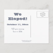 山の中で駆け落ちした/ Mtns呼ばれる – 我々は逃げた！ 案内ポストカード (裏面)