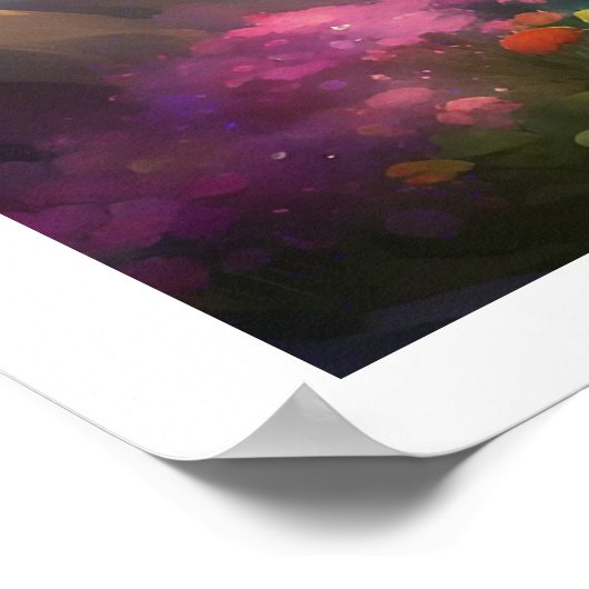 山の中のキャビンのストリームのワイルドフラワーライトオン ポスター (角)