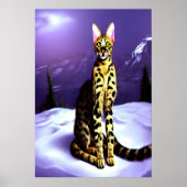 山の中のサバンナ猫 | AIアートポスター ポスター (正面)