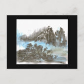 山の中のパゴダ入り黒葉書 ポストカード (正面)