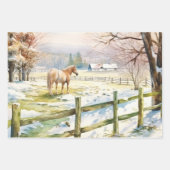 山の中のファッションドクリスマスの古い農場 ラッピングペーパーシート (正面3)