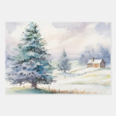 山の中のファッションドクリスマスの古い農場 ラッピングペーパーシート (正面2)