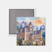 山の中のルネッサンス城。AI技術 マグネット (正面/裏面)