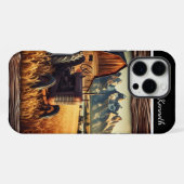 山の中のレトロトラクター iPhoneケース (裏面横)