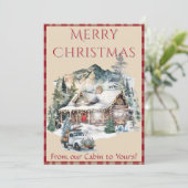 山の中のログキャビンChristmas 1写真 シーズンカード (スタンド正面)