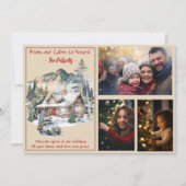山の中のログキャビンChristmas 3写真 シーズンカード (正面)