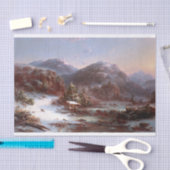 山の中の冬、デコページ 薄葉紙 (クラフト)