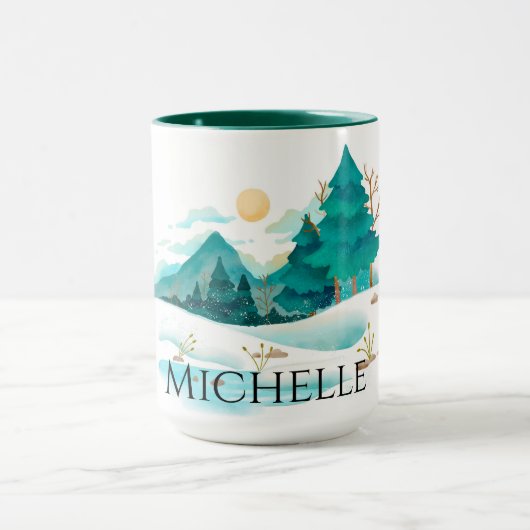 山の中の冬 マグカップ (中央)