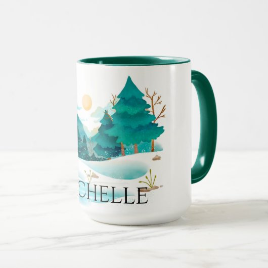 山の中の冬 マグカップ (正面右)