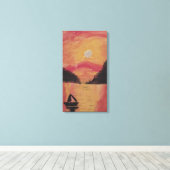 山の中の夕日 キャンバスプリント (インサイチュ (ウッドフロア))