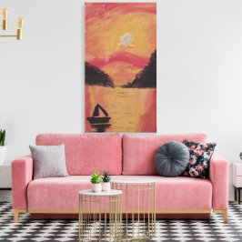 山の中の夕日 キャンバスプリント