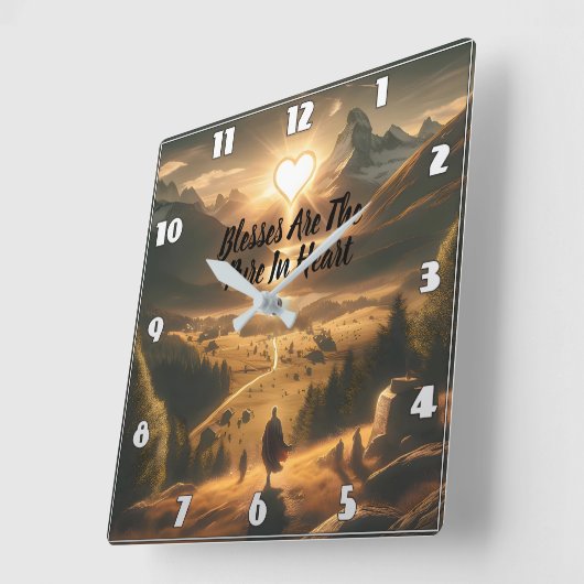 山の中の孤独 スクエア壁時計 (傾斜)