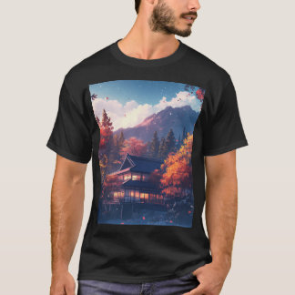 山の中の日本家屋 Tシャツ