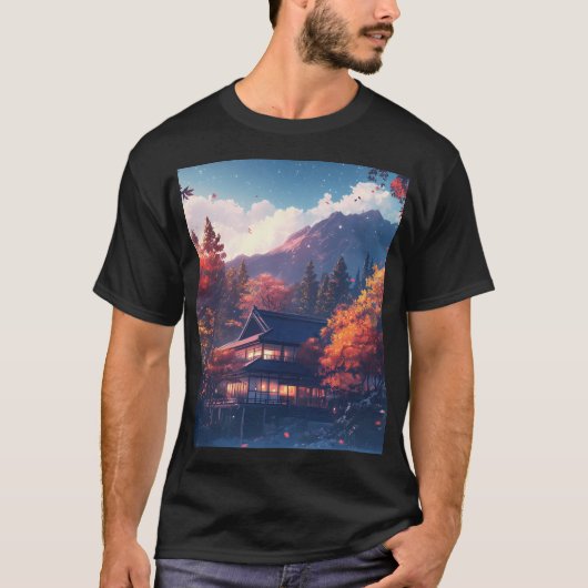 山の中の日本家屋 Tシャツ (正面)