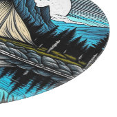 山の中の湖にテントの反射 カッティングボード (角)