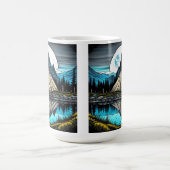 山の中の湖にテントの反射 コーヒーマグカップ (中央)