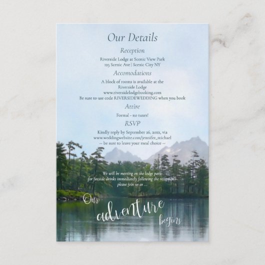 山の中の湖の冒険が始まる エンクロージャーカード (正面)