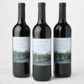 山の中の湖の私たちの冒険が始結婚まる ワインラベル (ボトル)