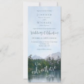 山の中の湖の私たちの冒険が始結婚まる 招待状 (正面)