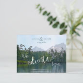 山の中の湖の私たちの冒険が始結婚まる 案内ポストカード (スタンド正面)