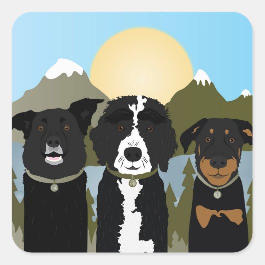 山の中の犬 スクエアシール (正面)