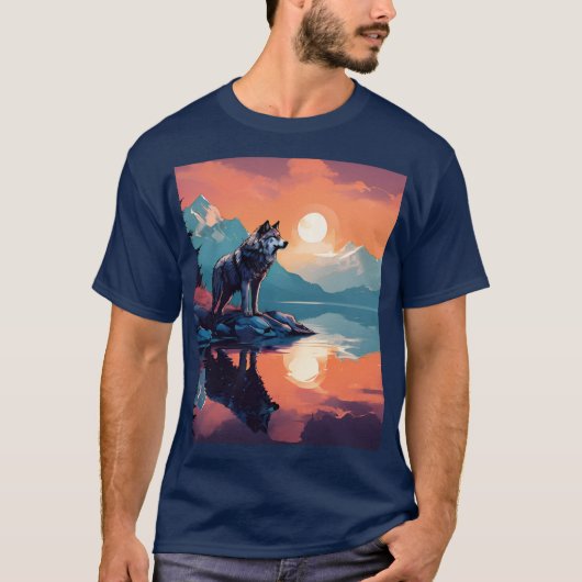 山の中の狼 Tシャツ (正面)