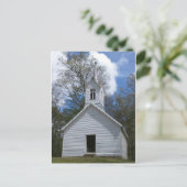 山の中の白い古い教会 ポストカード (スタンド正面)