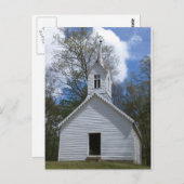 山の中の白い古い教会 ポストカード (正面/裏面)