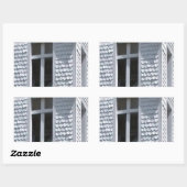 山の中の白い古い教会 長方形シール (シート)