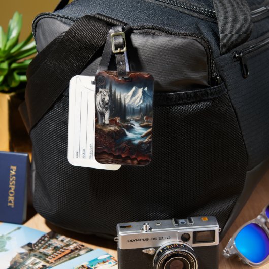 山の中の白い虎 ラゲッジタグ (正面&裏面)