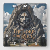 山の中の神の存在 スクエア壁時計 (正面)