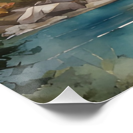 山の中の秋の水彩画ポスター ポスター (コーナー)